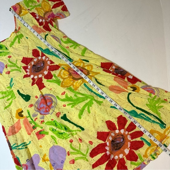 Vtg Jams World Chloe Print Sheath Dress Split Sleeve Tie Back - Picture 8 of 10